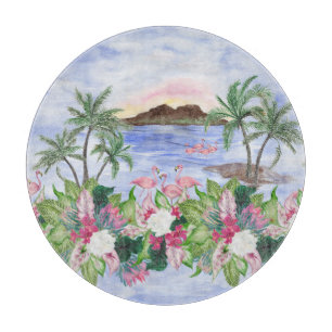 Planche À Découper Hawaiian Bliss : Motif d'aquarelle tropicale