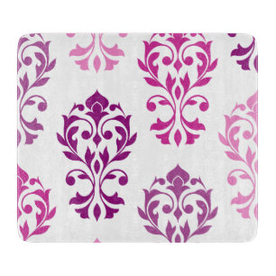 Planche À Découper Heart Damask Art I Pink Plums White