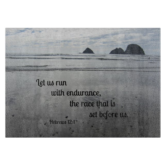 Planche À Découper Hébreux 12:1 Courons avec endurance... (Devant)