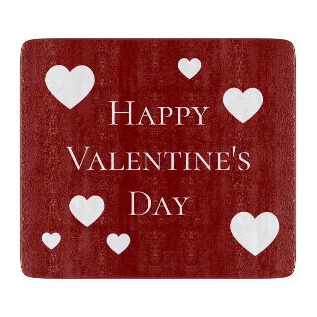 Planche À Découper Heureuse Sainte-Valentin des Coeurs Blancs (Devant)