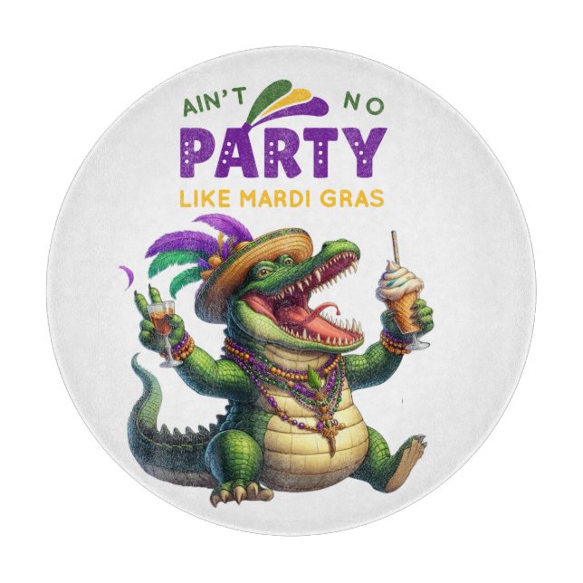 Planche À Découper Heureux Mardi Gras Alligator (Devant)