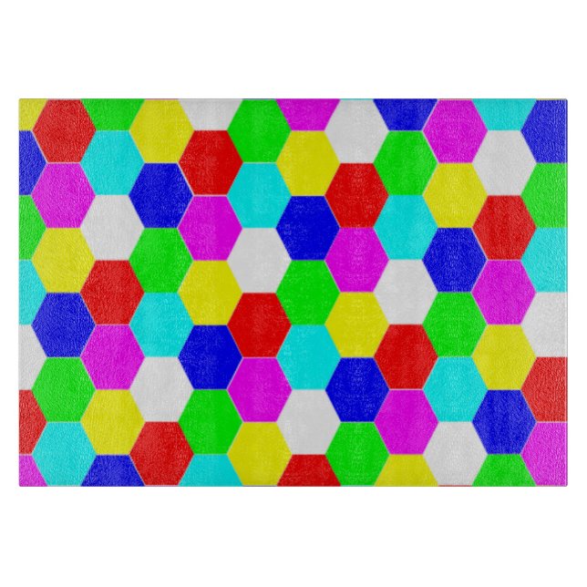 PLANCHE À DÉCOUPER HEXAGONS COLORÉS (Devant)