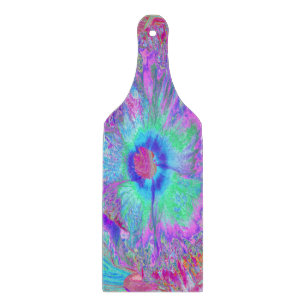 Planche À Découper Hibiscus Bleu Rétro Psychedélique Arc-en-ciel