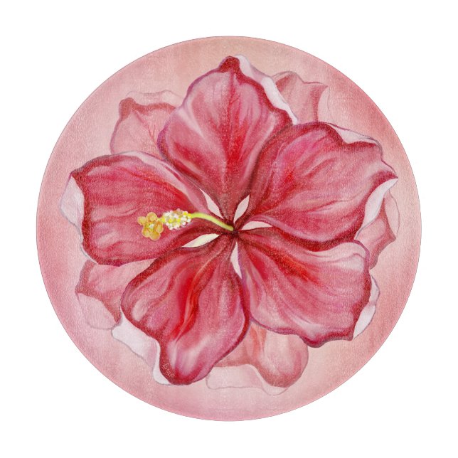 Planche À Découper Hibiscus & dentelle RED (Devant)