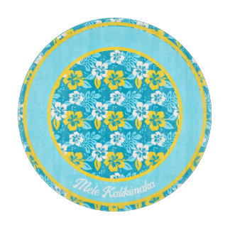 Planche À Découper Hibiscus hawaïen bleu motif floral