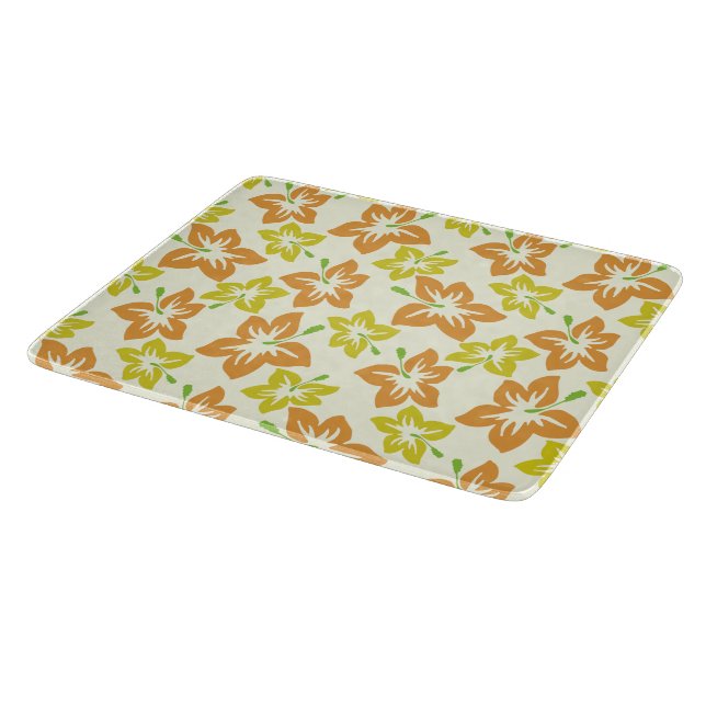 Planche À Découper Hibiscus jaune, Hibiscus orange, Motif floral (Coin)