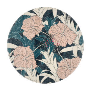 Planche À Découper Hibiscus rose tropical, arrière - plan sombre