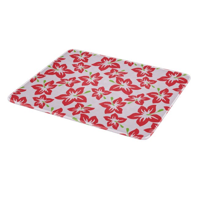 Planche À Découper Hibiscus Rouge, Fleurs Rouges, Motif De Fleurs (Coin)