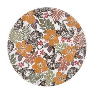 Planche À Découper Hibiscus Tiger, Motif exotique.