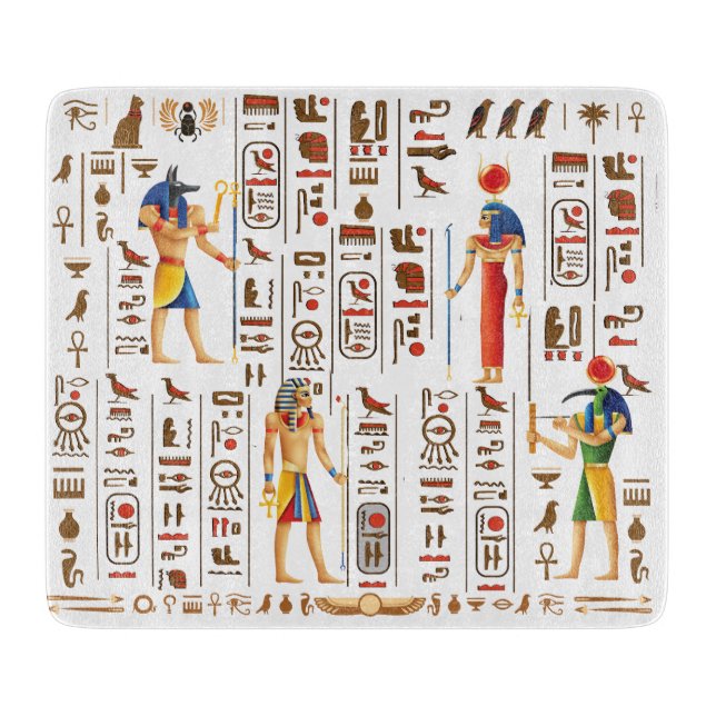Planche À Découper Hiéroglyphes et divinités de l'Égypte d'or sur le  (Devant)