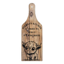 Highland Cow Faux Wood Design