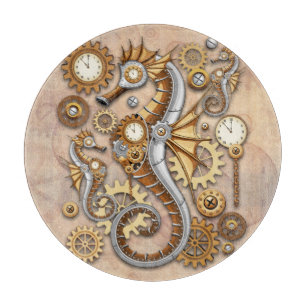 Planche À Découper Hippocampe Steampunk Art Suréaliste Vintage 