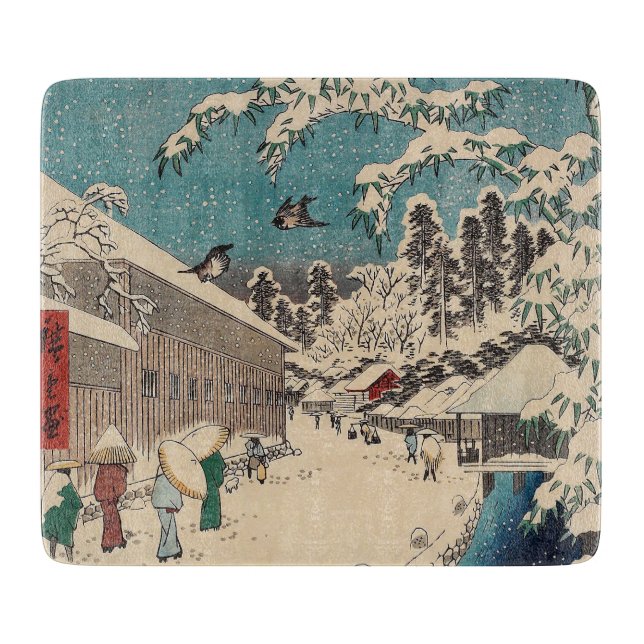 Planche À Découper Hiroshige hiver paysage Japon pays (Devant)