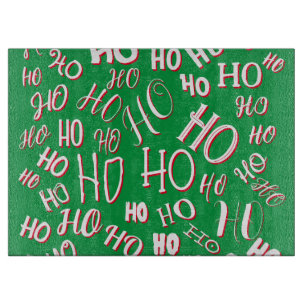 Planche À Découper HO HO HO Christmas text pattern white green red