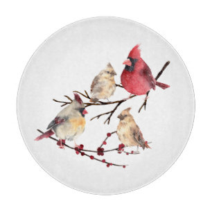 Planche À Découper Homme Femme Cardinal Famille Nature Oiseau rouge