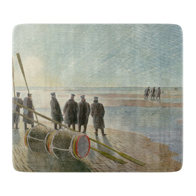 Planche À Découper Hommes sur la plage (Travail dangereux à marée bas (Devant)