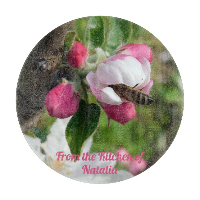 Planche À Découper Honeybee & Apple Blossom Glass Cutting Board (Devant)