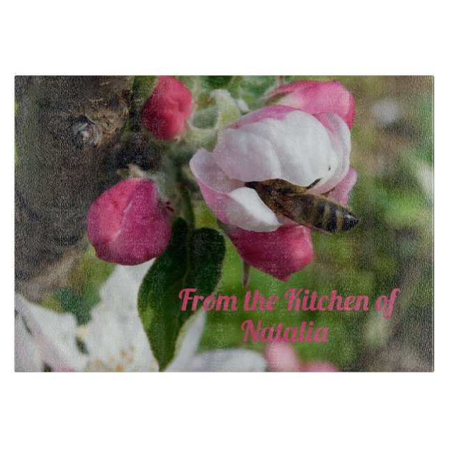 Planche À Découper Honeybee & Apple Blossom Glass Cutting Board (Devant)