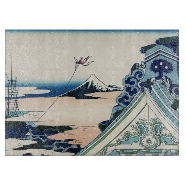Planche À Découper Honganji Temple Vista du Mont Fuji Bois japonais (Devant)