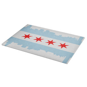 Planche À Découper Horizon de drapeau de Chicago