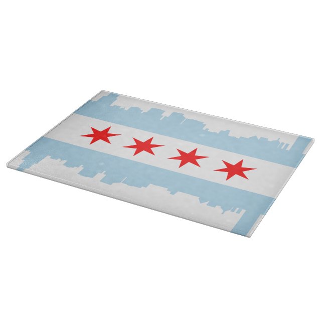 Planche À Découper Horizon de drapeau de Chicago (Coin)