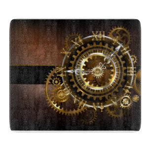 Planche À Découper Horloge Steampunk avec des engrenages anciens