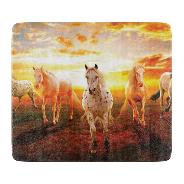 Planche À Découper Horses at sunset throw pillow (Devant)