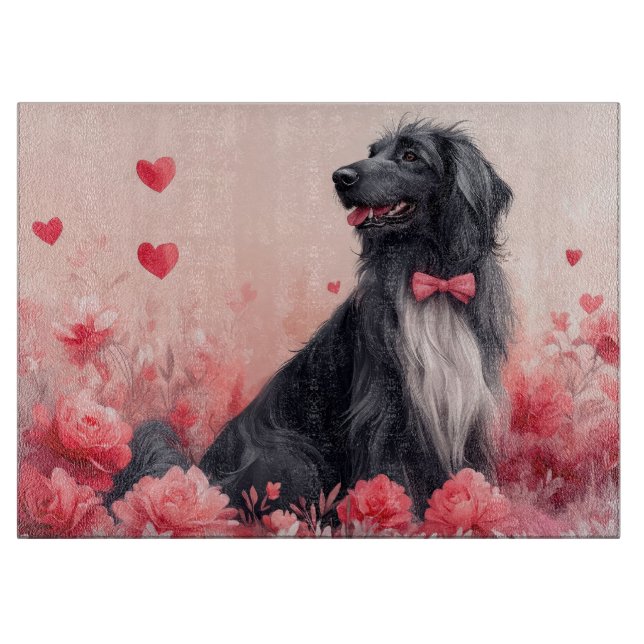 Planche À Découper Hound afghan avec Roses - Saint Valentin (Devant)