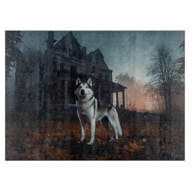 Planche À Découper Husky sibérien Halloween Épouvantable (Devant)