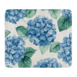 Planche À Découper Hydrangea Bleus Aquarelle Florale Botanique Florai