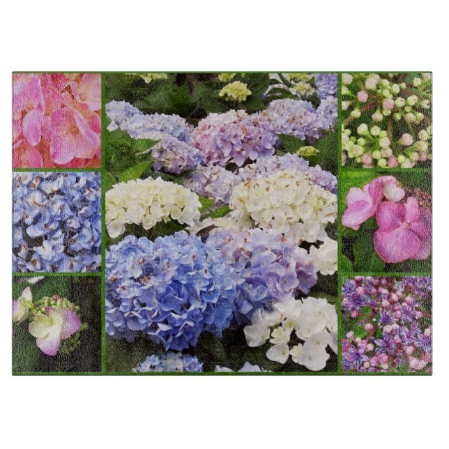 Planche à découper Hydrangea Collage-15x11 (Devant)