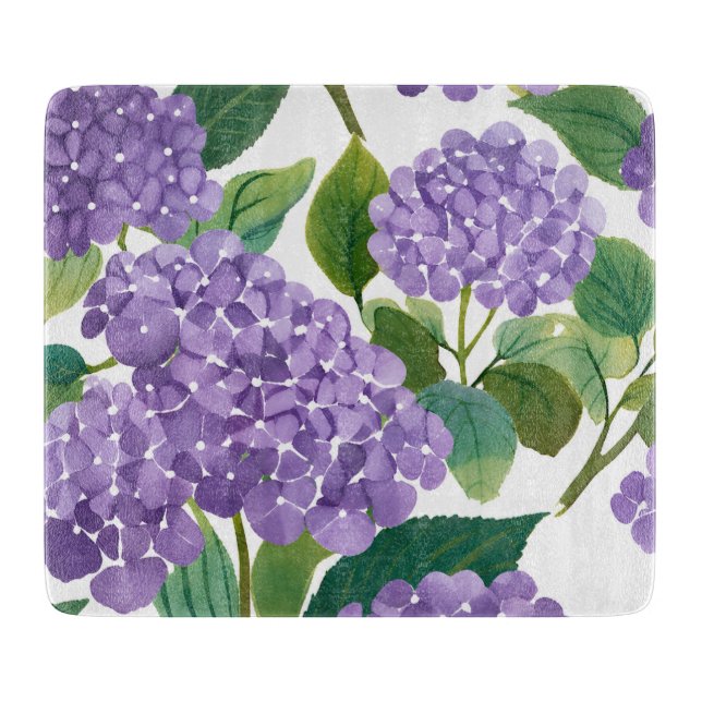 Planche À Découper Hydrangea Violette Fleur Côtière Aquarelle Florale (Devant)