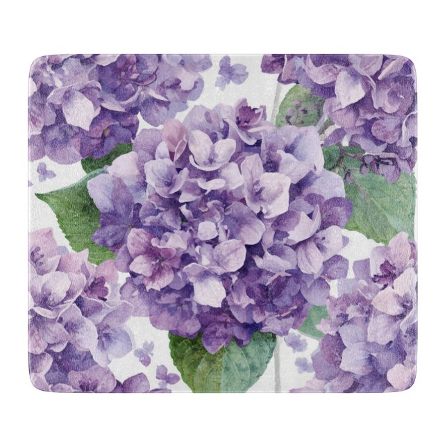 Planche À Découper Hydrangea Violette Fleur Lavande Aquarelle  (Devant)