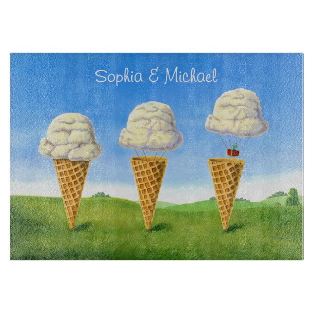 Planche À Découper Ice Cream Cone - Hot Air Balloon Whimsical Art (Devant)