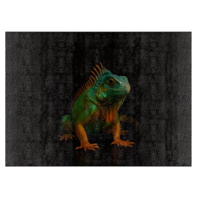 Planche À Découper Iguane vert Black 4 Luxe Glass board (Devant)