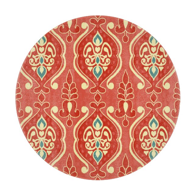 Planche À Découper Ikat artisanal : Tissu Boho Ethnique (Devant)