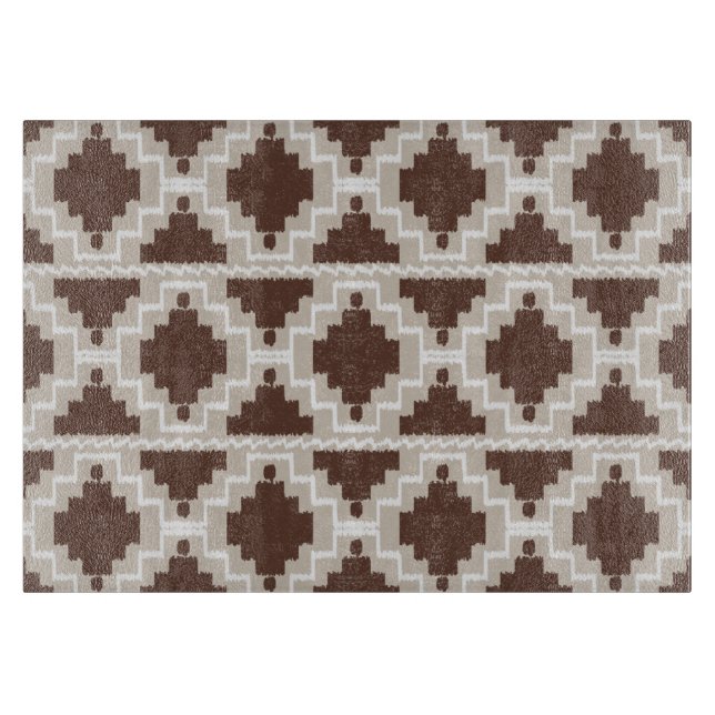 Planche À Découper Ikat Aztec Motif - Brown au chocolat et Taupe (Devant)