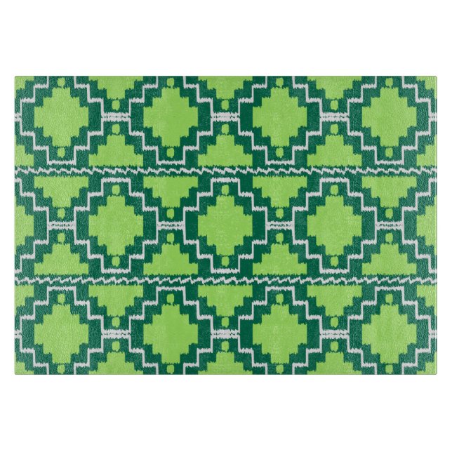 Planche À Découper Ikat Aztec Motif - Forêt et chaux vert (Devant)