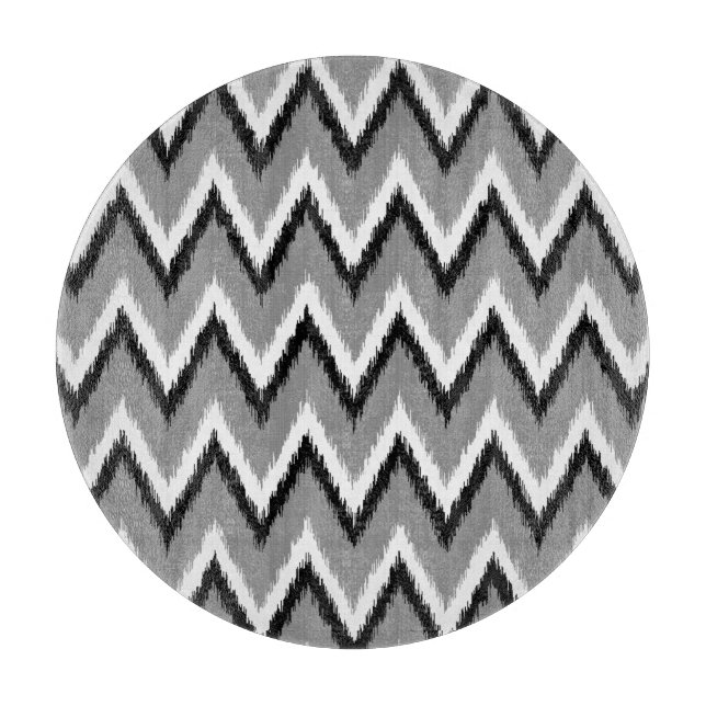 Planche À Découper Ikat Chevron Gris / Gris, Noir & Blanc (Devant)