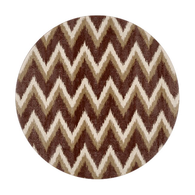 Planche À Découper Ikat Chevron Stripes - Chocolat Brown & Beige (Devant)