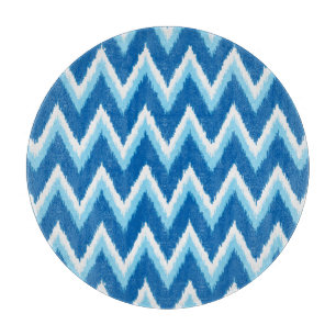 Planche À Découper Ikat Chevron Stripes - Cobalt, Sky Blue et White