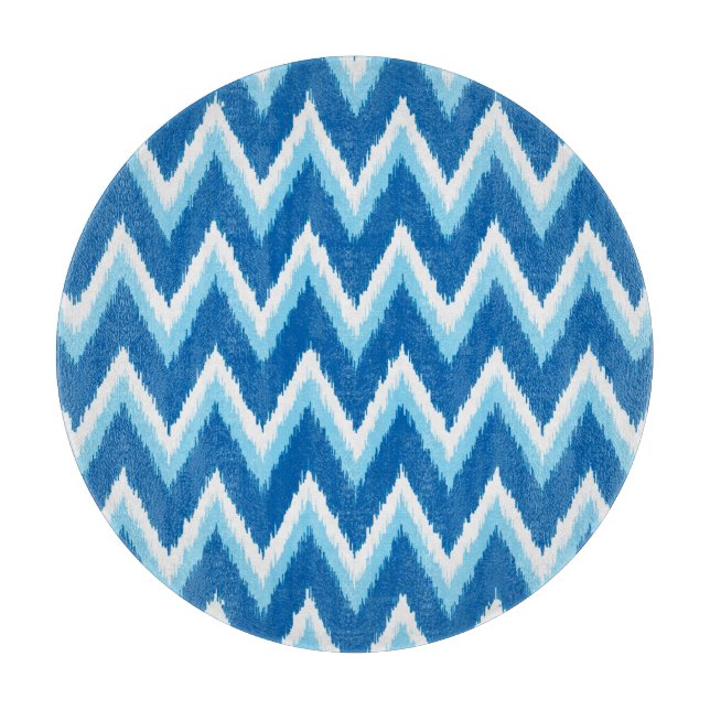 Planche À Découper Ikat Chevron Stripes - Cobalt, Sky Blue et White (Devant)
