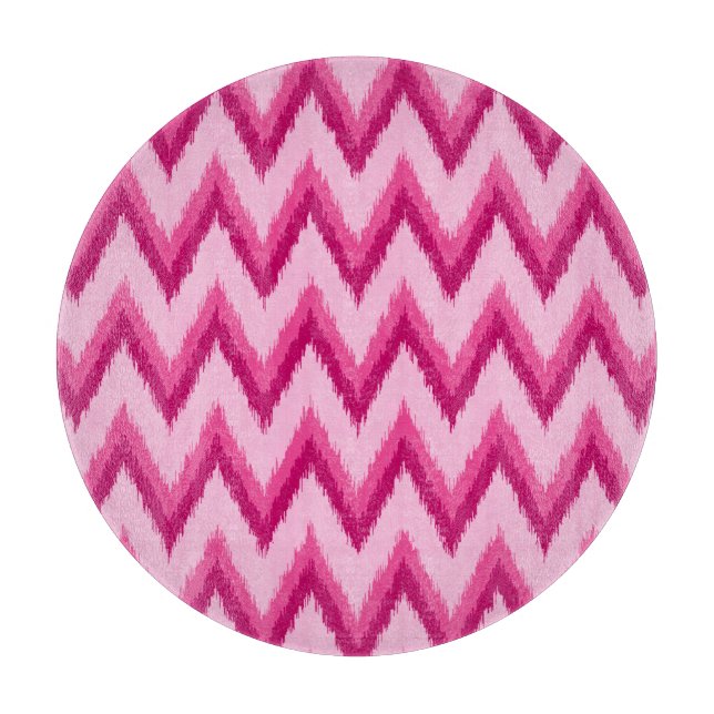Planche À Découper Ikat Chevron Stripes - Fuchsia et rose pâle (Devant)