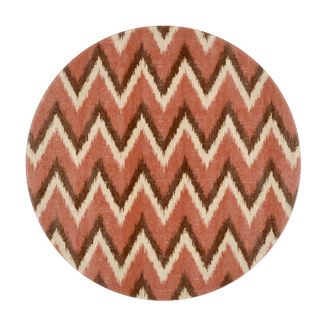 Planche À Découper Ikat Chevron Stripes - Rouille, Brown et beige (Devant)