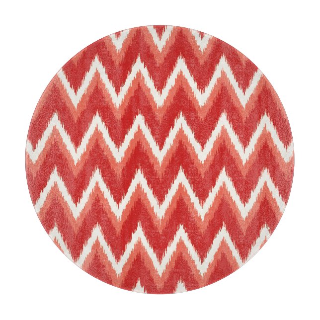 Planche À Découper Ikat Chevron Stripes - Rust Orange et Blanc (Devant)