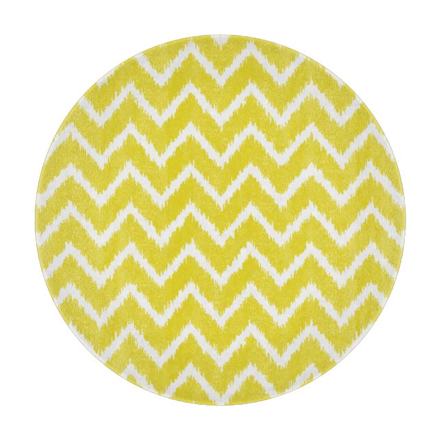 Planche À Découper Ikat Chevrons - moutarde jaune et blanc (Devant)