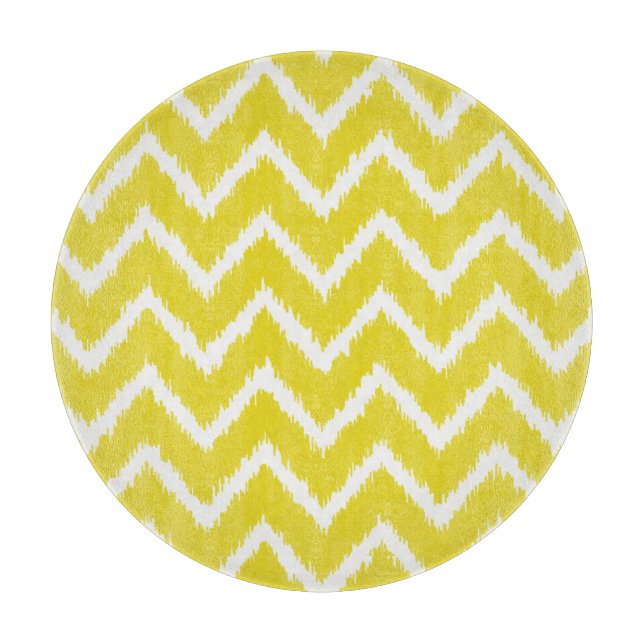 Planche À Découper Ikat Chevrons - moutarde jaune et blanc (Devant)