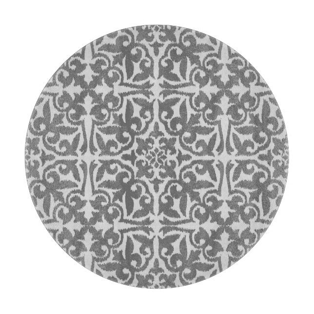 Planche À Découper Ikat damask pattern - gris clair et gris moyen (Devant)