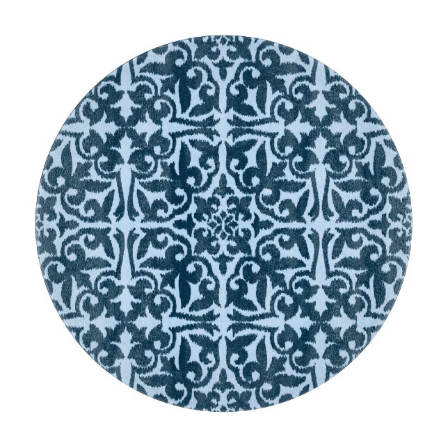 Planche À Découper Ikat damask pattern - Indigo foncé et bleu clair (Devant)