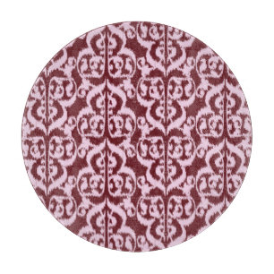 Planche À Découper Ikat Damassé Mauresque - bordeaux et rose